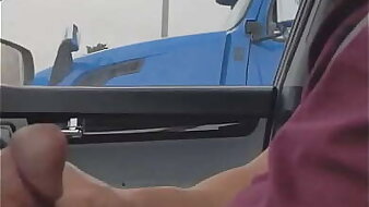 Trucker gives thumbs up voucher seeing cock